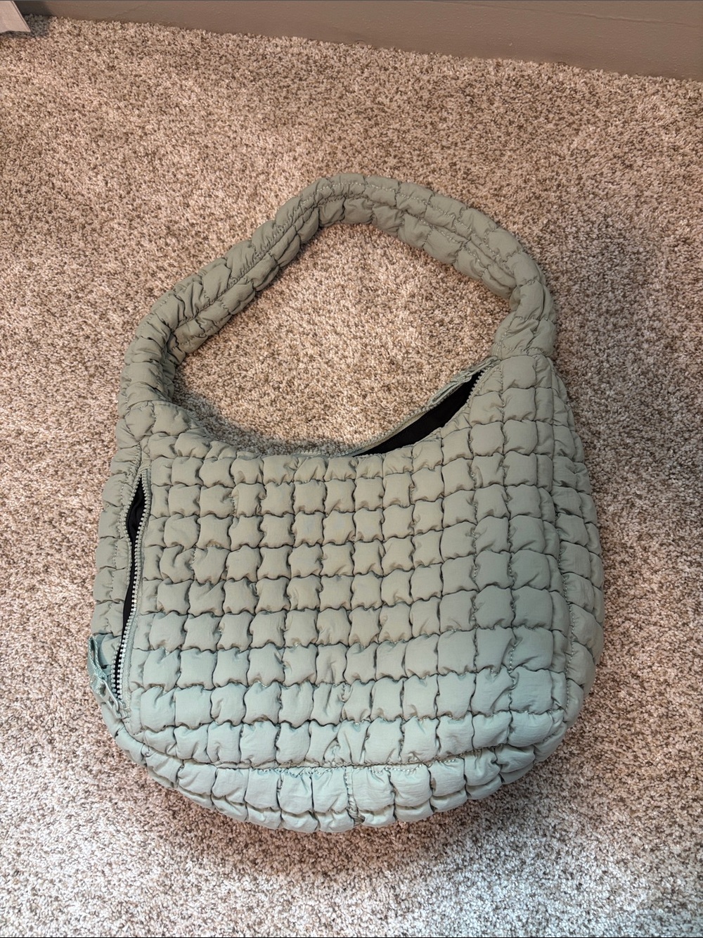 Quilted Shoulder Bag in Light Sage Green